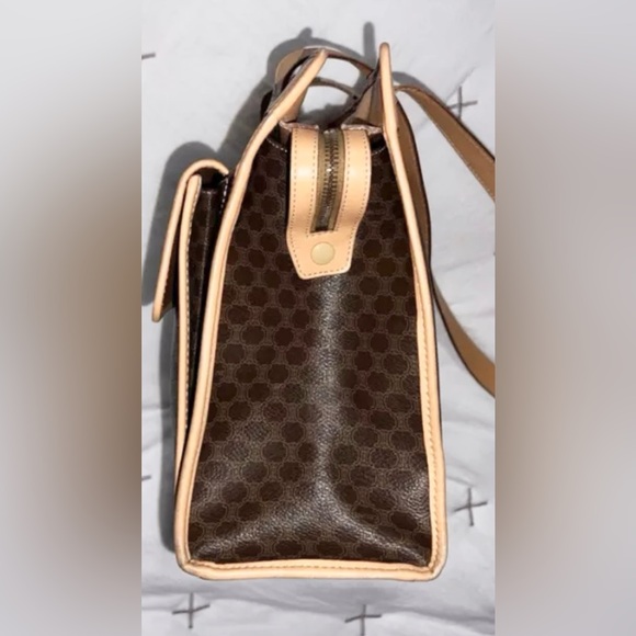 Vintage Celine Tote Handbag Triomphe Macadam Shoulder Purse Large Brown Purse - Picture 2 of 15